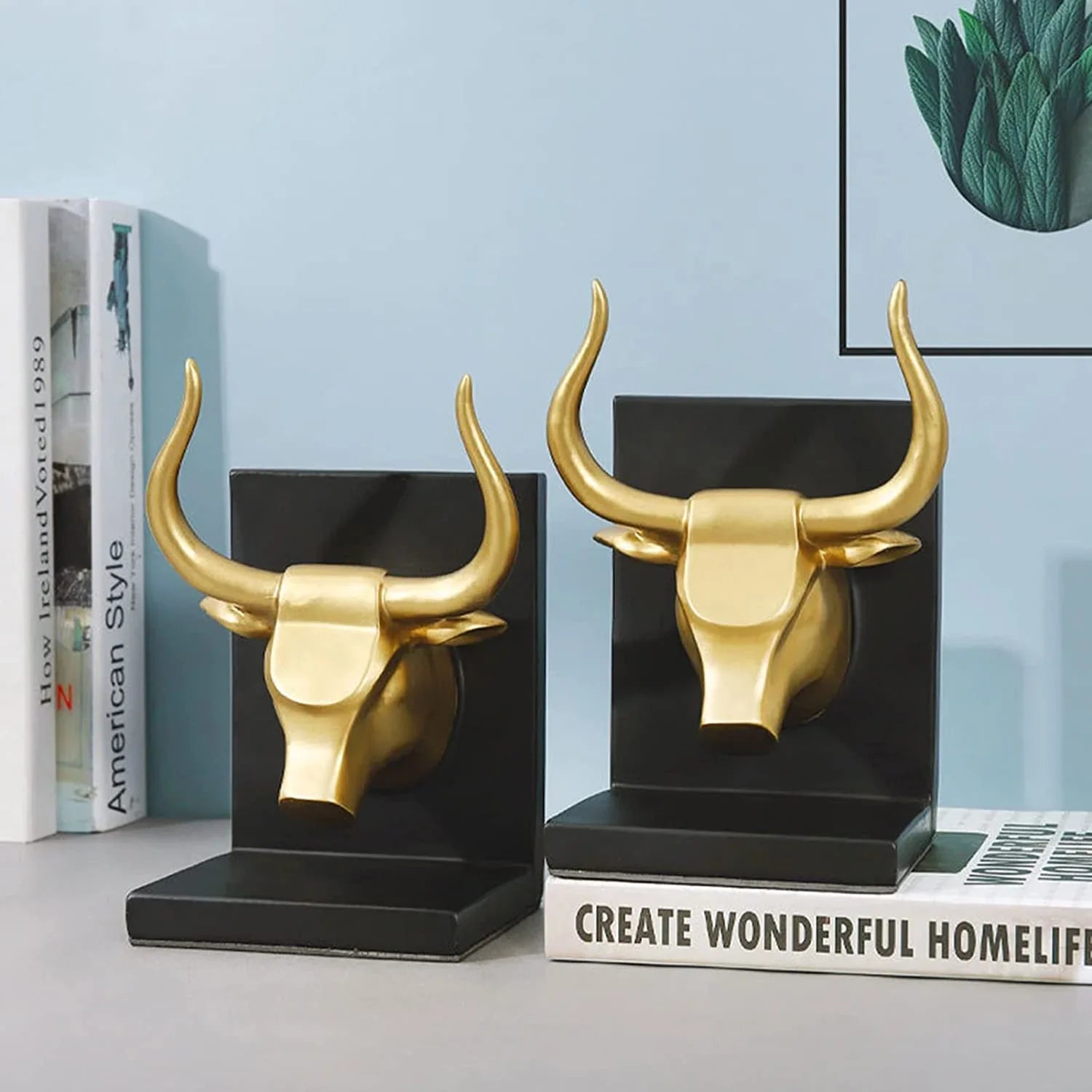 Golden Bull Design Bookends